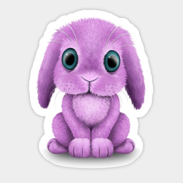 Cute Purple Baby Bunny Rabbit Bunny Sticker TeePublic